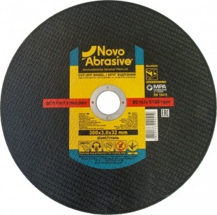 Круг отрезной по металлу 14A (300x3x32) NovoAbrasive PROFI (WM30030)