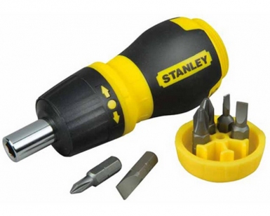 Отвертка STANLEY Multibit Stubby реверсивная с 6-ю сменными битами