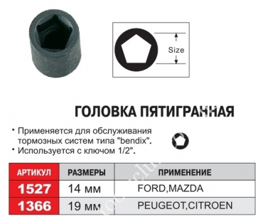 Головка пятигранная 19 мм JTC 1366