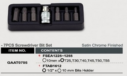 Набор бит 10мм TORX, T25-T55, 7ед. TOPTUL GAAT0705